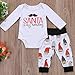 Baby Boys Girls Christmas Long Sleeve Romper Bodysuit and Santa Claus Pants Outfit (6-12M, White)