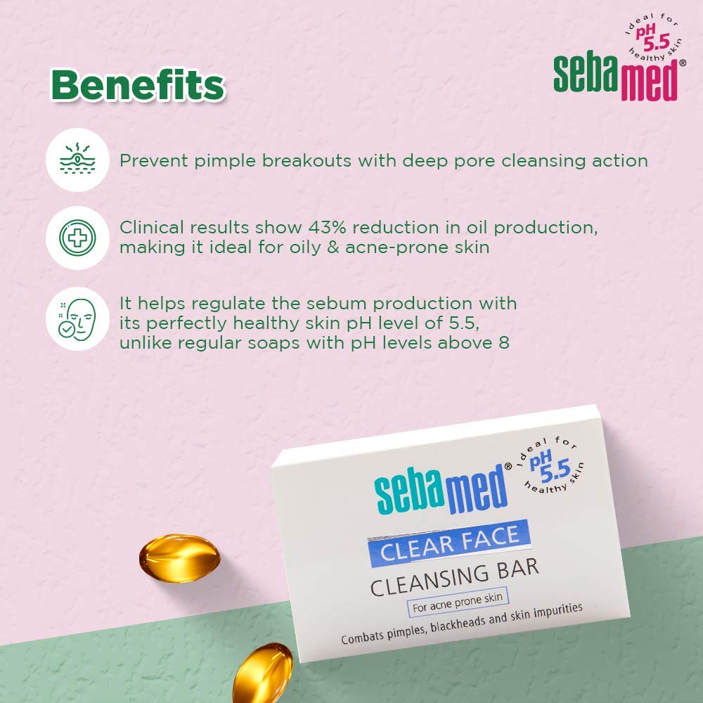 Sebamed Clear Face Teenage Cleansing Bar 100g - Effectively Reduces Pimples and Blackheads - For Impure and Acne Prone Skin: Beauty