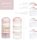 Termichy Baby Milk Powder Dispenser Pots 2 Pack Pink Stackable Infant Formula view 2