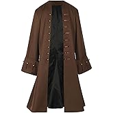 Men Pirate Coat Jacket Costume Medieval Steampunk Vintage Frock Tailcoat Halloween Pirate Cosplay