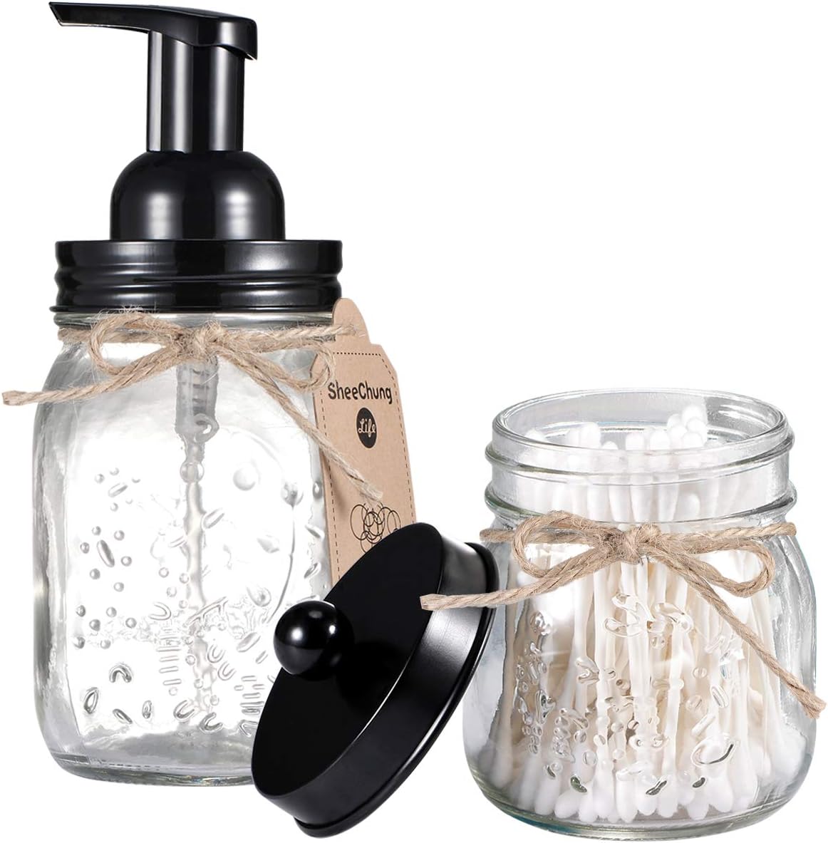 SheeChung Mason Jar Bathroom Accessories Set Includes