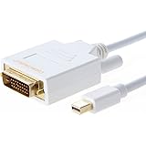 Cablecreation Gold Mini Displayport (Thunderbolt Port Compatible) to DVI Cable for Mac Book, Imac and More, 6ft White Color