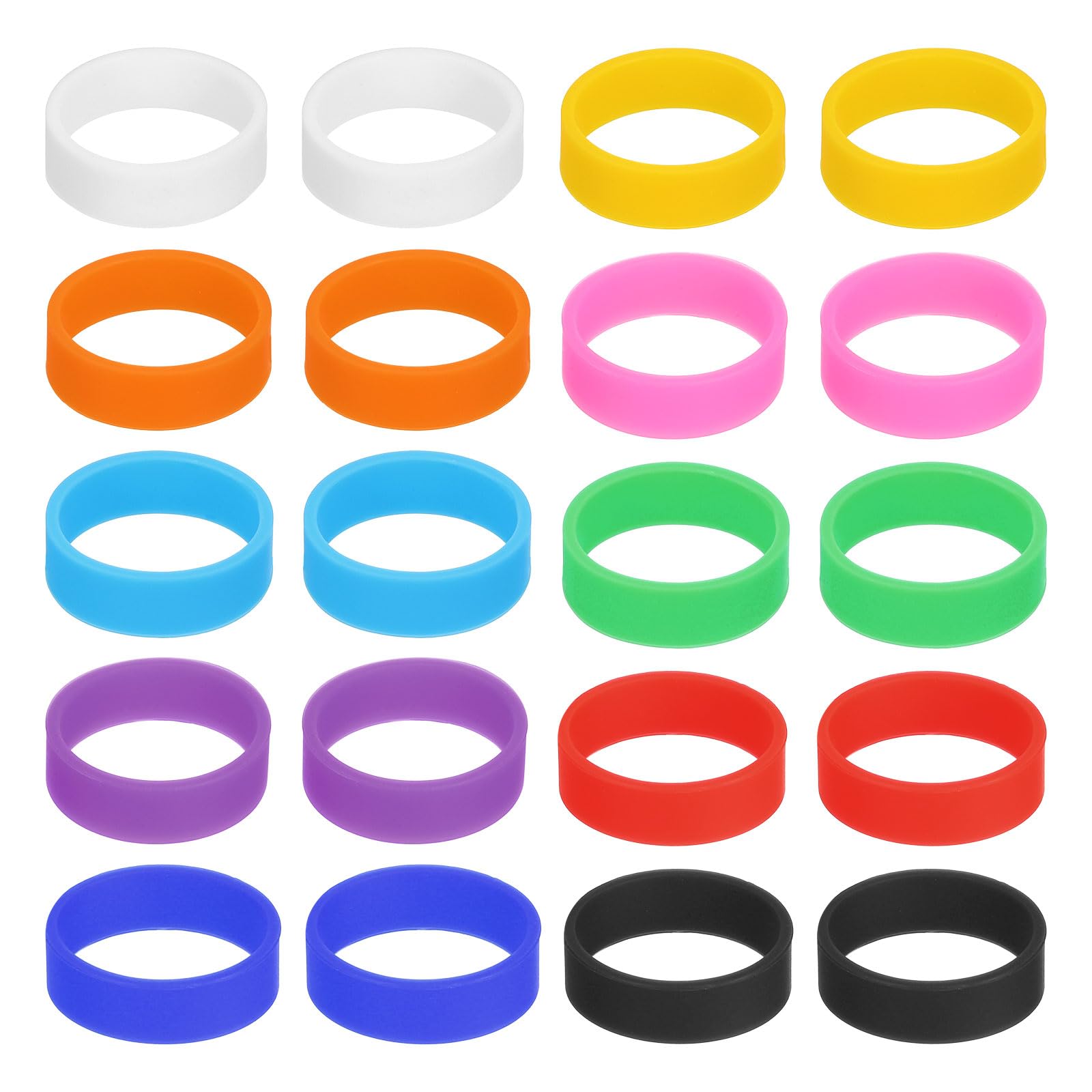 Photo 1 of uxcell 20Pcs Silicone Rubber Bands, 20x7mm Rubber Bands Rings Cable Ties Strong Elastic Bands for Cord Wrapping Bag Wraps, Red/Orange/Yellow/Green/Dark Blue/Blue/Purple/Black/White/Pink