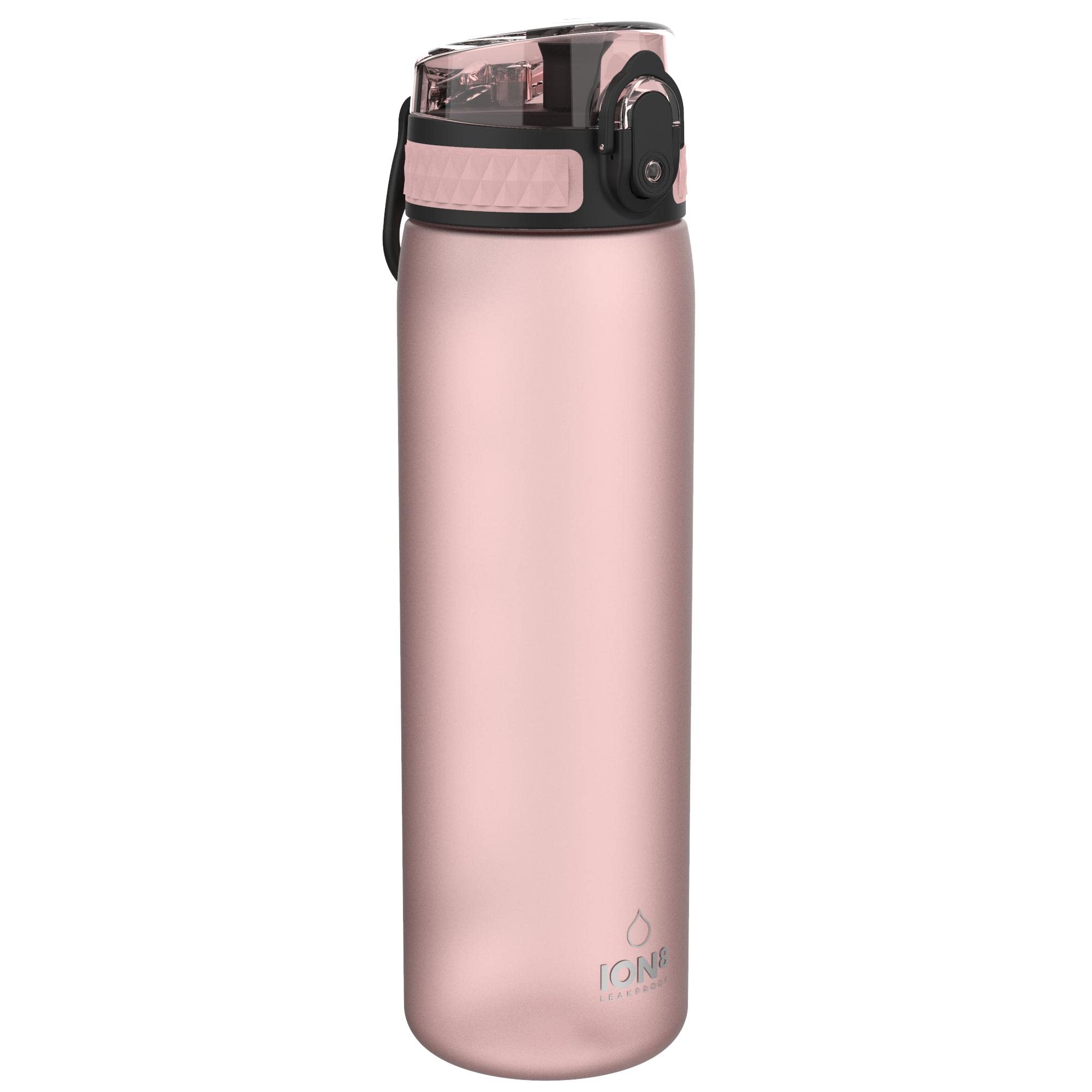 Ion8 Water Bottle, 500 ml/18 oz, Leak Proof, Easy to Open, Secure Lock, Dishwasher Safe, BPA Free, Hygienic Flip Cover, Carry Handle, Fits Cup Holders, Easy Clean, Carbon Neutral, Rose