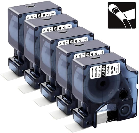 Aken Replacement DYMO 18489 3/4'' Rhino Flexible Nylon Industrial Label Tapes Work with DYMO