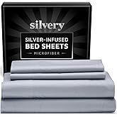Silvery Silver Infused Bed Sheets Set - Ultra-Soft Temperature-Regulating Fabric with Self-Cleaning Technology™ That Stays Fresh 3X Longer for Hygienic Sleep (Gray, Queen (U.S. Standard))