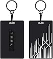 Key Card Holder for Tesla Model 3, Model Y Silicone Key Chain (2Pack black)