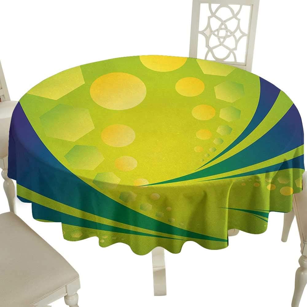 Cranekey small round tablecloth 36 Inch Modern,Vivid Vibrant Brazil Flag Colored Image Geometrical Details Artwork,Light Green and Dark Blue Great for,Party & More