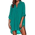 Ekouaer Beach Cover Ups for Women V Neck Bathing Suit Cover Up Bikini Swimsuit Coverup Beach Dress Shirt S-3XL