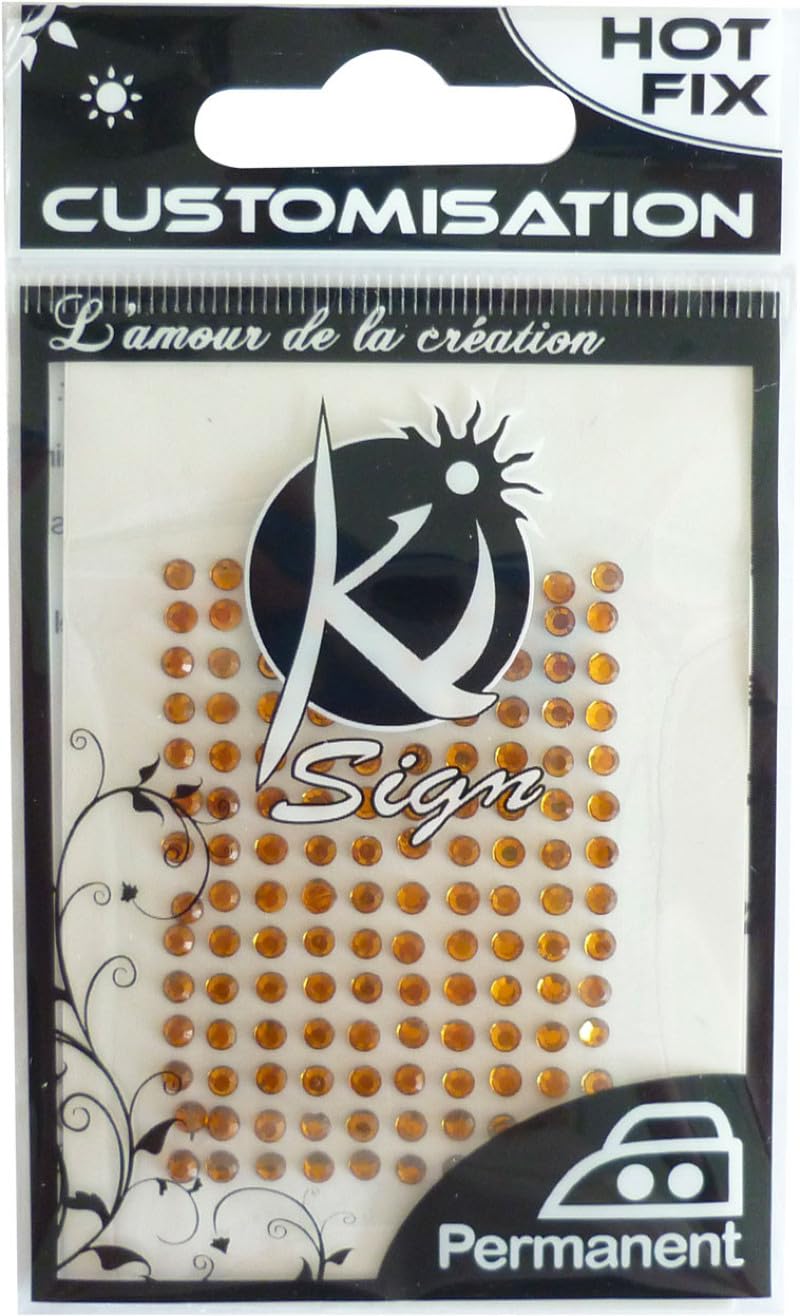 Hot Fix Fashion Rhinestones round ø 6 mm 35 pcs. orange, Acrylic, 21 x 15 x 1 cm