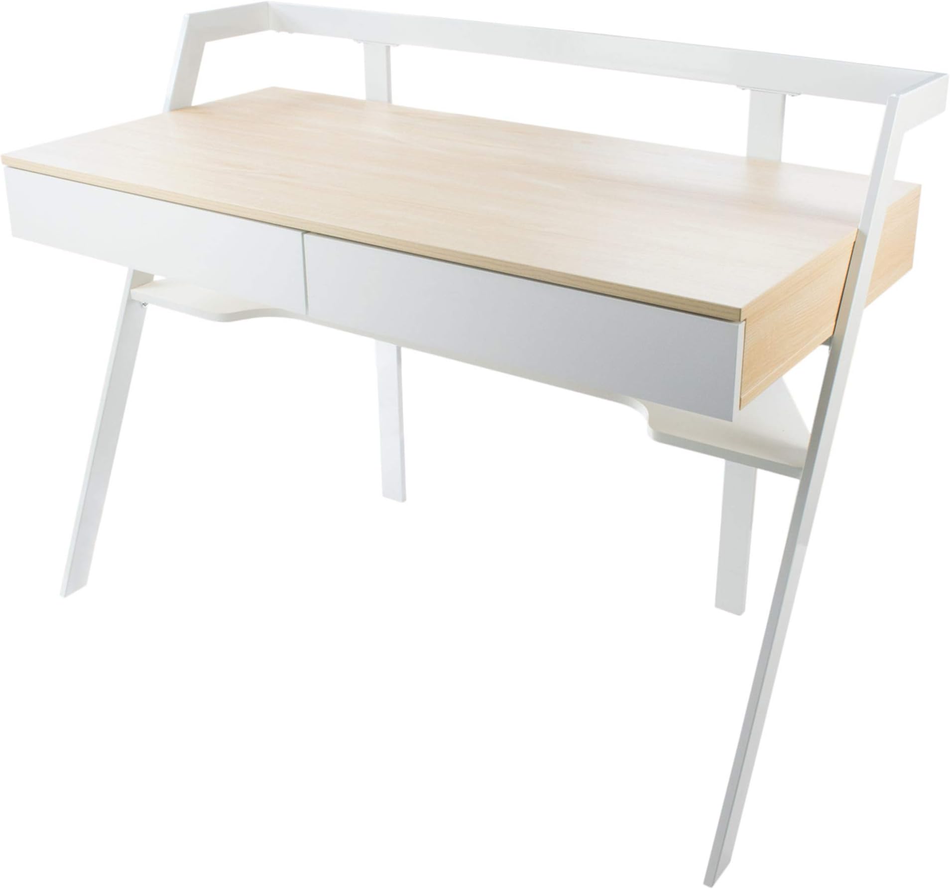 Accord CED-201 | Space Saving Desk with Storage | Perfect for Home Office & Study | Two Drawers | White and Oak Finish | 120cm wide