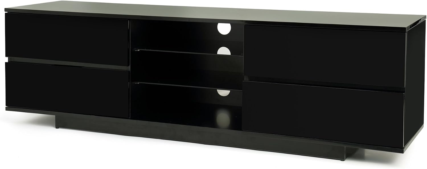 Centurion Supports Avitus Premium High Gloss Black with 4-Black Drawers & 3-Shelf 32"-65" LED/OLED/LCD TV Cabinet - Fully Assembled - Image 5