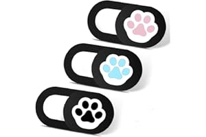 IMNEXT2U Webcam Cover 3 Pack Slide Ultra Thin Laptop Camera Cover for Echo Show, Phone, Computer, Tablet, Mac Air, Chromebook, PC - Paw Paw Black