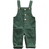 Liyamiee Baby Boy Girl Corduroy Overalls Solid Suspender Bib Pants One-Piece Strap Jumpsuit Pocket Fall Winter Outfit