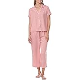 Tommy Hilfiger womens Short Sleeve Notch Top and Cropped Pant Pajama Set