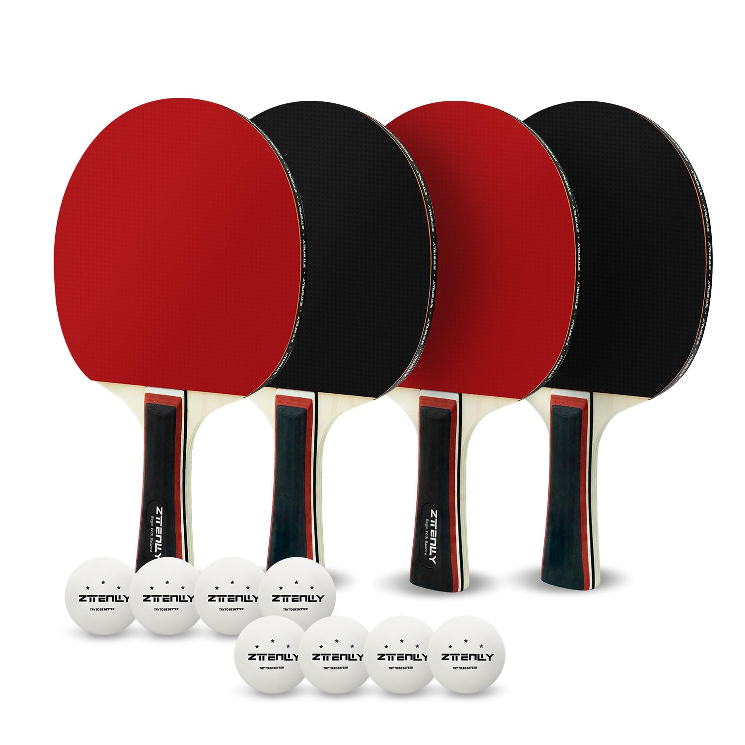 Photo 1 of ZTTENLLY Ping Pong Paddles with Balls - Better Control & Sticky Inverted Rubber - Table Tennis Paddles Set of 4 for Indoor & Outdoor Games