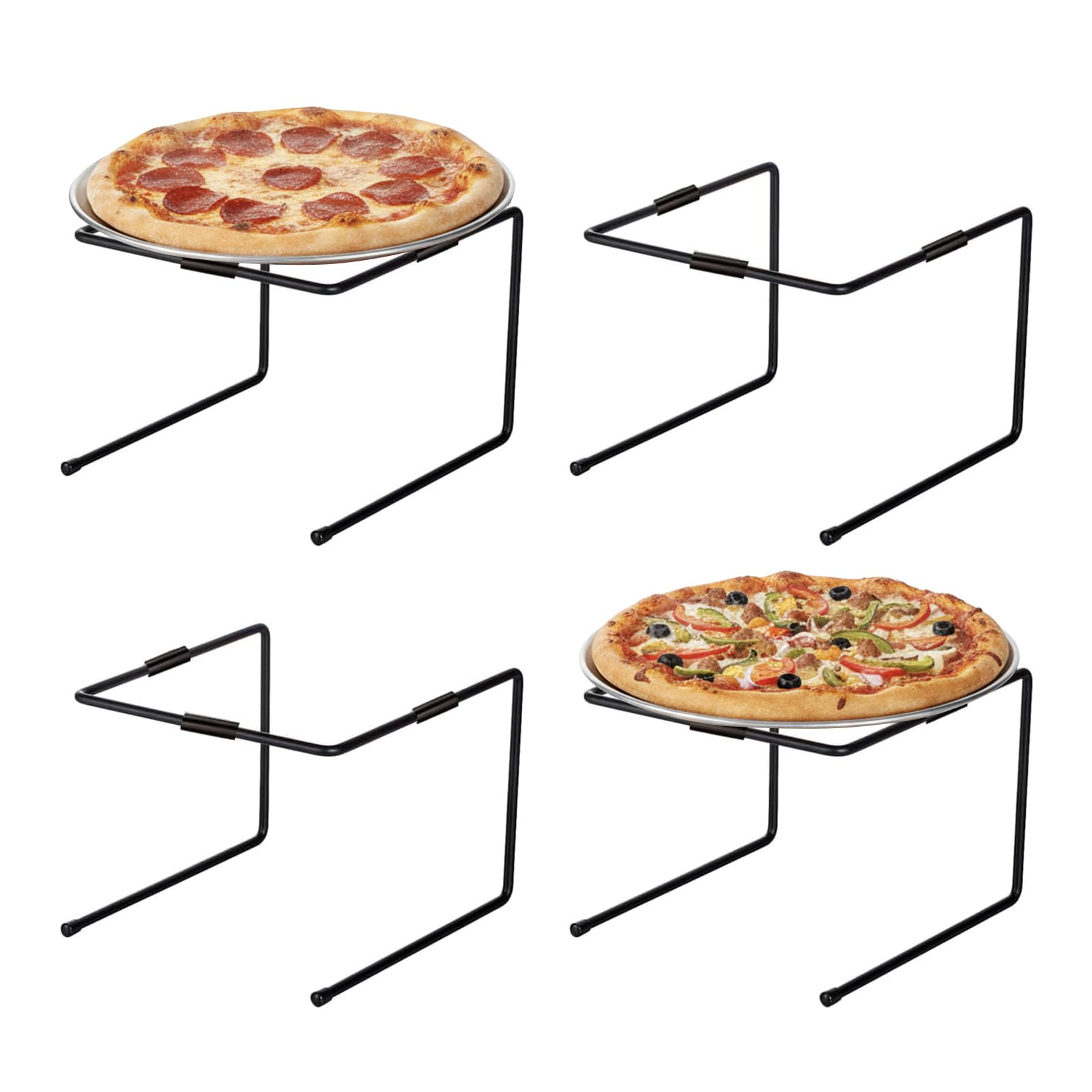 Table Pizza Rack MyGift Black Metal Pizza Table Stands, Tabletop Pizza Pan Riser Food ...