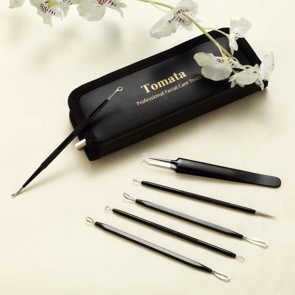 Tomata Blackhead Remover Comedone Extractor - (6 Piece Kit) - Professional Stainless Pimples Comedone Extractor Removal Tool: Beauty