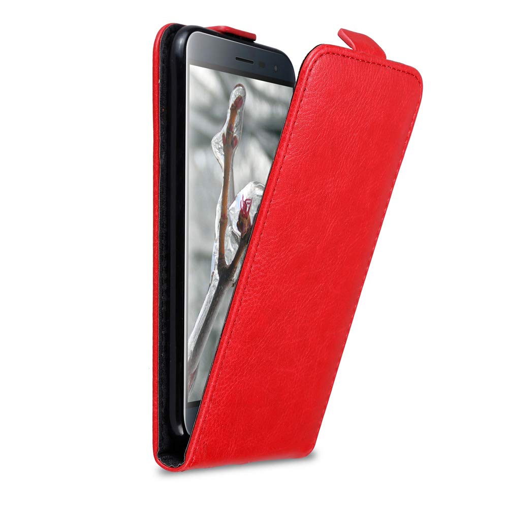 cadorabo Case works with Asus ZenFone 3 in APPLE RED - Flip Style Case with Magnetic Closure - Wallet Etui Cover Pouch PU Leather Flip
