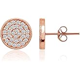 Sterling Silver Cubic Zirconia Round Polished Disc 11mm Small Button Stud Earrings