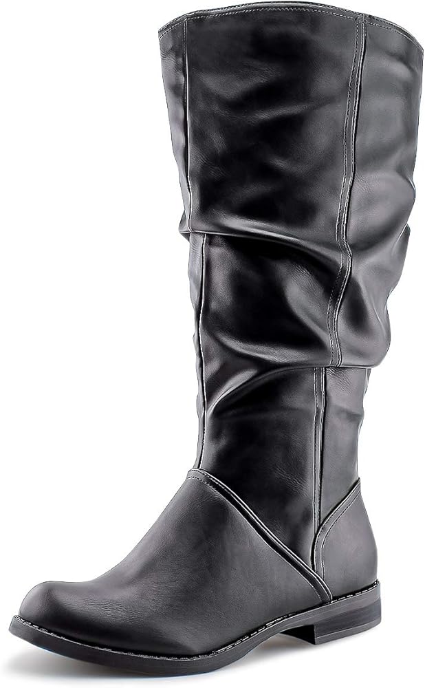 slouchy black boots wide calf