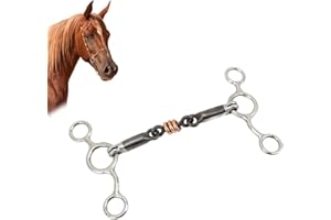 Stainless Steel Snaffle Bit for Horse Training, Double Jointed Wire Mouth with Copper Roller for Young Horse Dressage & Weste