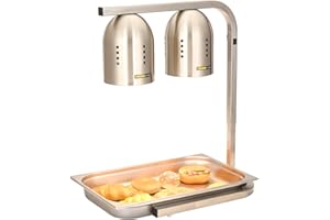 BOOMY LINS Commercial Food Heat Lamp, Electric Food Warmer 2-Bulb, Adjustable Frame, Removeable Part, Keep Food Warm Lamp Portable