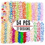 LianMan toys Hawaiian Leis Party,Hawaiian Necklace,54 PCS(27designs X 2) with variety kindsand and, 40 Inch for Party Favors,Beach Theme Party,Birthday Supplies,Wedding Party