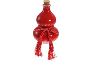 Homoyoyo Ceramic Gourd Wine Jar with Sealed Lid, Small 2.5 Oz Empty Drink Storage Bottle, Decorative Red