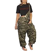 Sexy Plus Size Camo Overalls for Women Loose Fit Baggy Harem Bib Jumpsuit with Pockets