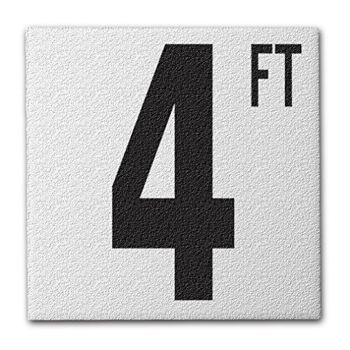 Ceramic Swimming Pool Deck Depth Marker "4 FT" Abrasive Non-Slip Finish, 5 inch Font