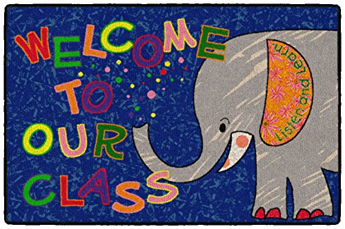 Flagship Carpets Childrens Multicolor Welcome Mat for Classroom or Kids Home School Room, Kids Room and Playroom or Entryway Rug, 2' x 3', Elephant