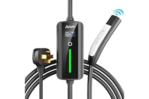 ALXUM Level 2 EV Charger for Tesla - 16.4ft 240V Electric Vehicle Car Charger 32A with NEMA14-50 Plug Compatible with Models S/X/3/Y/Support One-Click Opening Function Adjustable Current Delayed Start Time