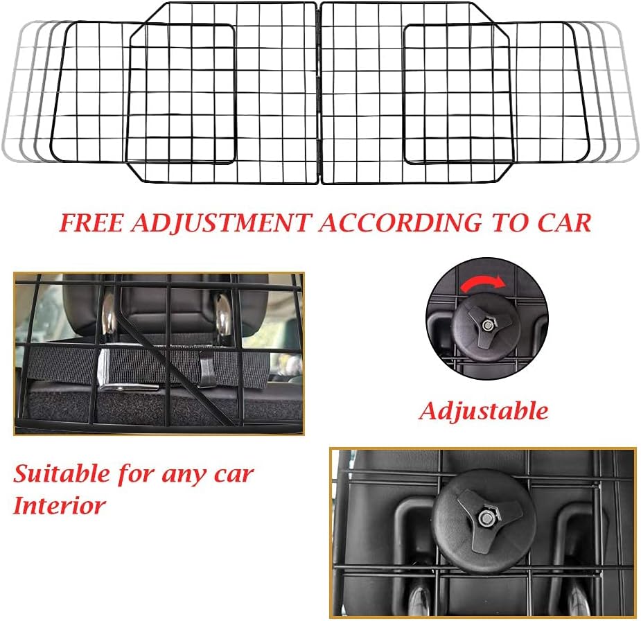 Urban Deco Dog Car Barriers—Heavy Duty Adjustable Wire Pet Cars Barrier with Front Seat Mesh in Black—Safety Travel Dividers Fence for Vehicles, SUV, Cars. : Pet Supplies