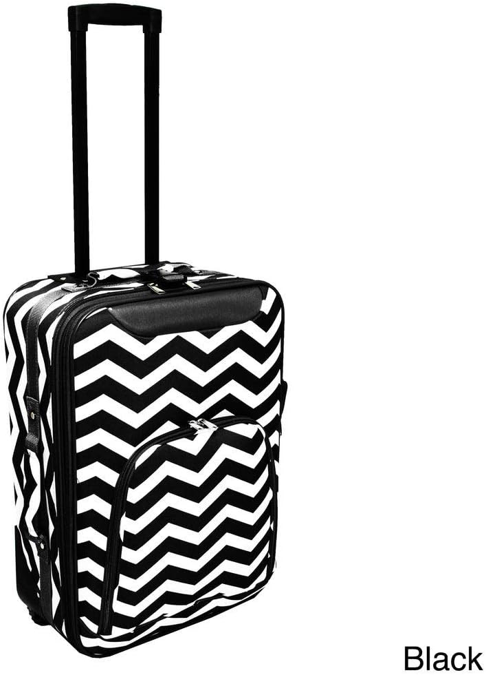 DSOS Girls Black White Chevron Luggage, Lightweight, Carry Zig Zag Suitcase