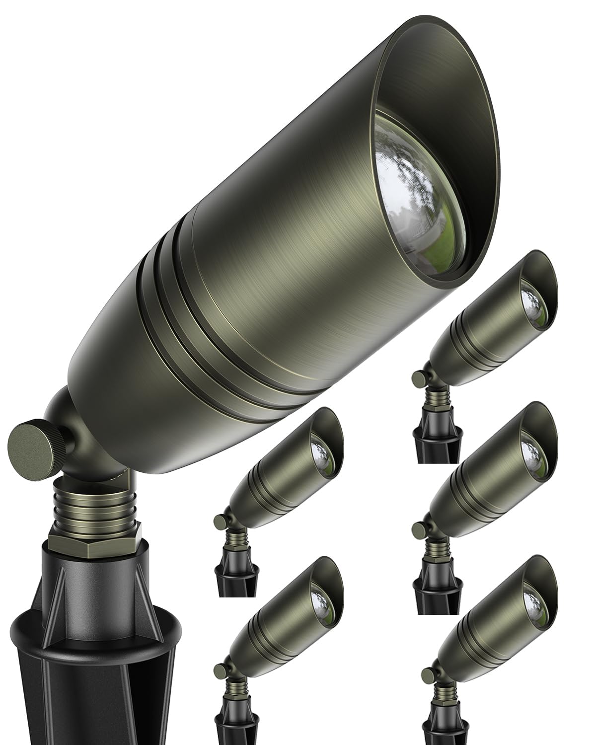 Photo 1 of Dimgogo Low Voltage Landscape Lighting, 12V Brass Landscape Lighting Solid - Heavy Duty Waterproof Outdoor Up Lighting for Garden, Yard, Trees, Path & Deck - Bronze Accent Lighting, 6 Packs(No Bulb)