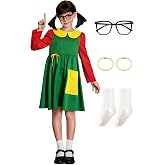 BesserBay Girls Long Sleeve Peter Pan Collar Dress with Pocket 2-12 Years | 4 PCS Glasses Socks Hair Tie kids girls halloween costumes la chilndrn girl costume toddler baby