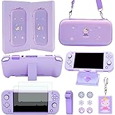 GUTIAL Accessories Bundle for Nintendo Switch Lite - Cute Kawaii NS Lite Accessories kit for Grils Boys Kids with Carrying Case, Cartoon Cover Case, Screen Protector, Stand - Purple