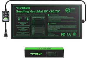 VIVOSUN 10"x20.75" Seedling Heat Mat with Built-in Temperature Controller, UL & MET-Certified Waterproof Plant Heating Pad for Germination, Hydroponics, Brewing, Breeding, and Greenhouses