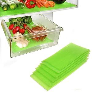 Dualplex Fruit & Veggie Life Extender Liner for Fridge Refrigerator Drawers, 6 x 16.5 Inches (6 Pack) – Extends The Life of Your Produce & Prevents Spoilage