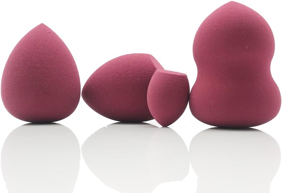Beauty Makeup Sponges, Foundation Blender set Multi Shape Sponges Cosmetics blending Beauty Sponge blender With Plastic box (Red)