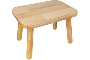 BEE&OAK 13.4 Inch Heavy Duty Wooden Step Stools for Adults - Non Slip, 300 LBS Capacity, Easy Assembly - Ideal Step Stool for High Beds, Kitchen, Bathroom, Office, Garden (Natural)