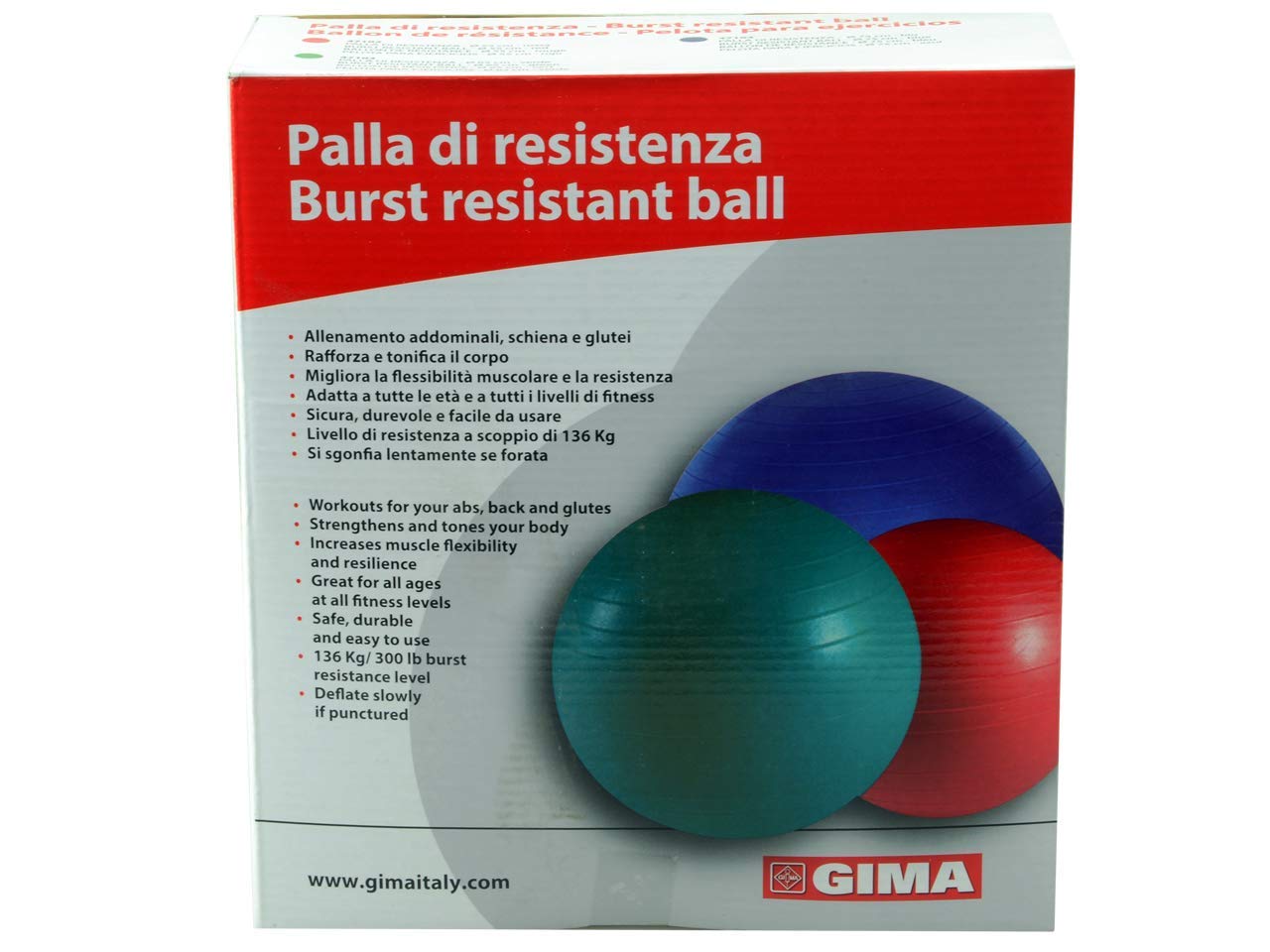 Gima, Resistance Ball, Gym Ball, Rehabilitation, Dynamic Workouts, Yoga, Pilates, Office Chair, Blue Colour, Diameter 75 cm - Image 4