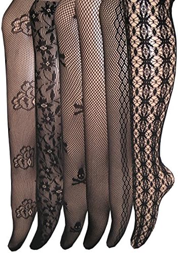 Searchself Fishnet Stockings Lace Nylons Pantyhose Tights (Pack of 6)