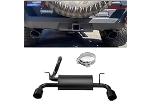 Wensdy Exhaust Muffler System Kit Cat-Back Black Dual Outlet CatBack Compatible with 2007-2018 Jeep Wrangler JK 2/4 Door