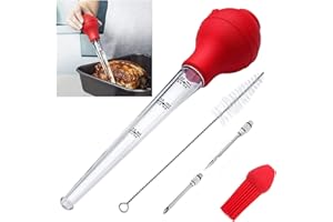 Best Utensils Turkey Baster Set of 4, Commerical Grade Quality FDA Silicone Bulb Including Meat arinade Injector Needle with 