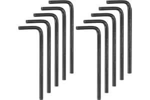 HARFINGTON 10pcs Hex Key Wrench 1/8" L-Shape Hexagon SAE Wrenches Chrome Vanadium Steel Repairing Tool for Home Repair, Black