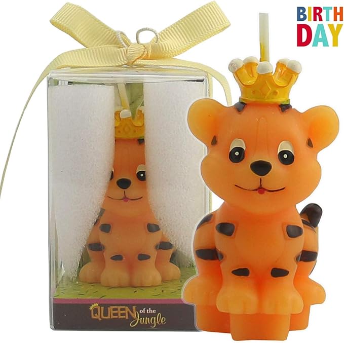TIHOOD Cute Cartoon Tiger Birthday Candle, Smokeless Cake