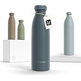 LARS NYSØM Stainless Steel Insulated Water Bottle 12oz 17oz 25oz 34oz 51oz | Insulated Thermo Flask for Hot and Cold Beverages | Leakproof Drinking Bottle (Stone Blue, 17oz)