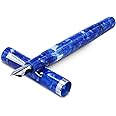 Jaipur V2 Piston Filled Refillable Fountain Pen - Blue Ultra Flex Cursive Pen w/Stainless Steel Nib - Luxury Pens w/Acrylic Body & Ebonite Feed - Fountain Pens for Journaling & Calligraphy